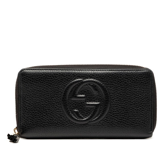 GUCCI Accessories - Gucci Soho Interlocking G Tassel Round Zip Long Wallet 598187 Black Leather W...